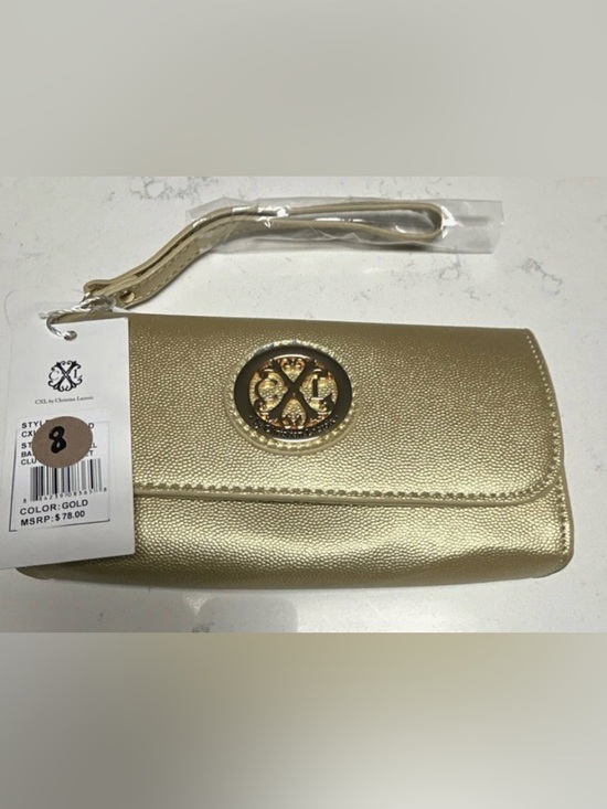 Christian Lacroix Handbags - NWT Christian Lacroix Park Smooth Small Clutch Wristlet Gold CXL Logo